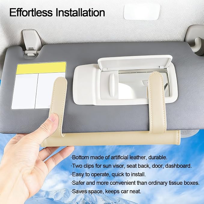 Bling Car Sun Visor Tissue Holder, Sparkling Crystal Rhinestone Visor Paper Towel Mask Box Holder, Glitter Diamond Auto Interior Napkin Cover Case, Universal for Truck SUV Van (Black)