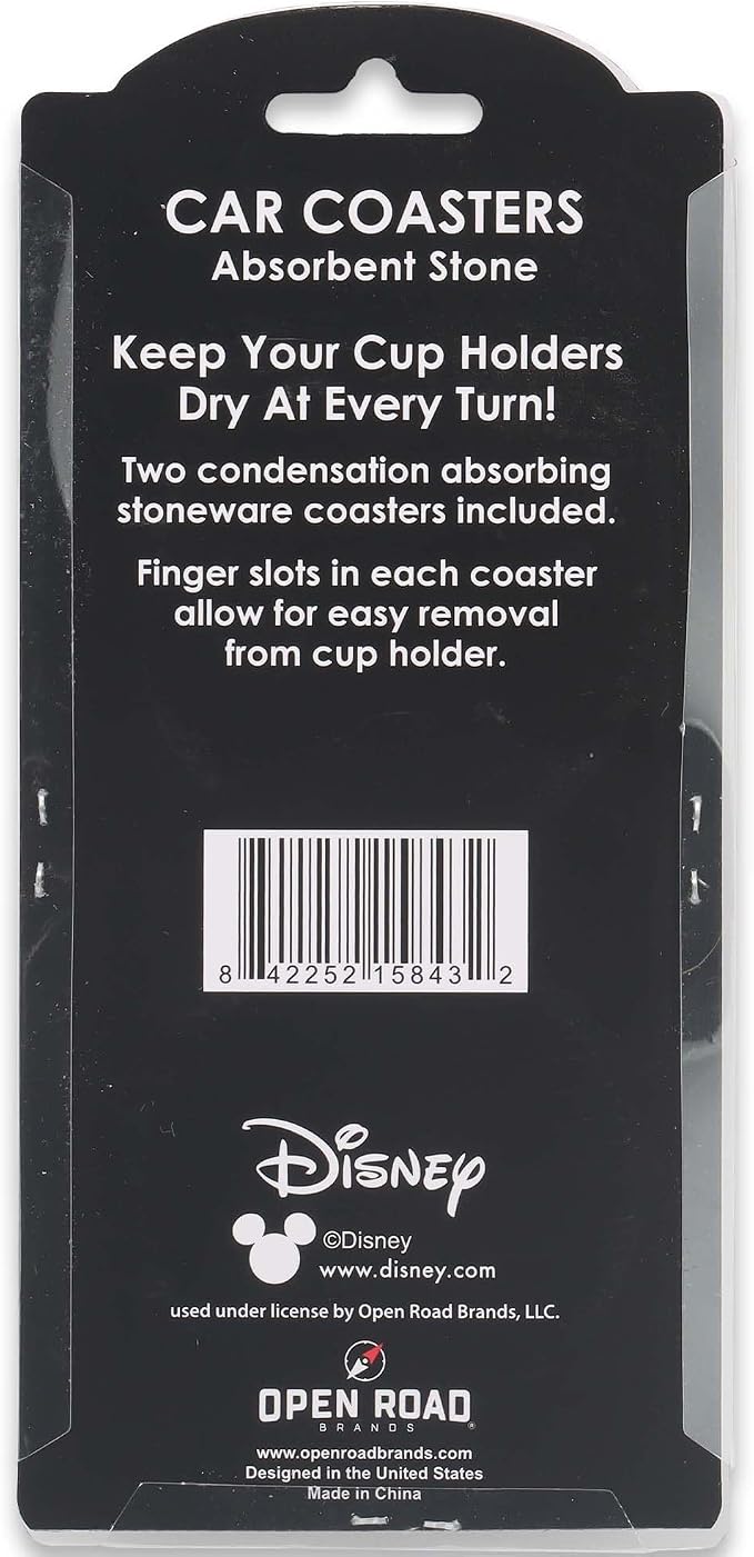 Disney Mickey Mouse and Minnie Mouse Ceramic Car Coasters | Fun Auto Coasters, Set of 2 for Car or Truck