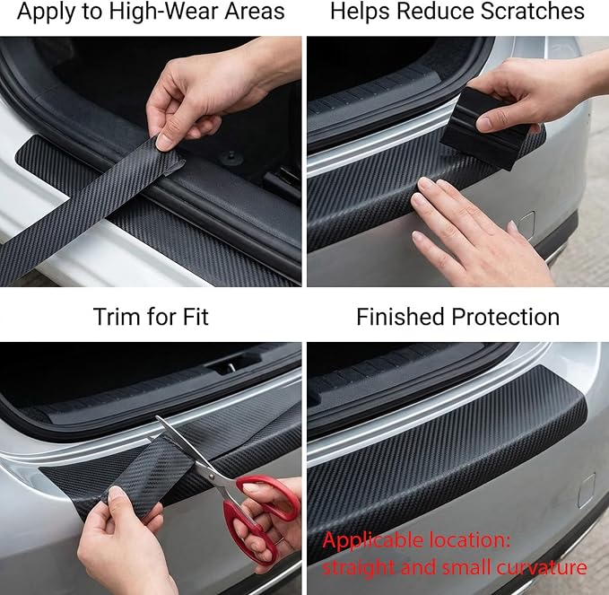 33Ft/10M 1 Roll Carbon Fiber Auto Door Edge Protector Tape, Door Sill Guard Wrap, Anti-Scratch Protective Film, Universal Edge Shield for Car Hood, Trunk, Roof and Interior(Black 2.75inx33Ft)