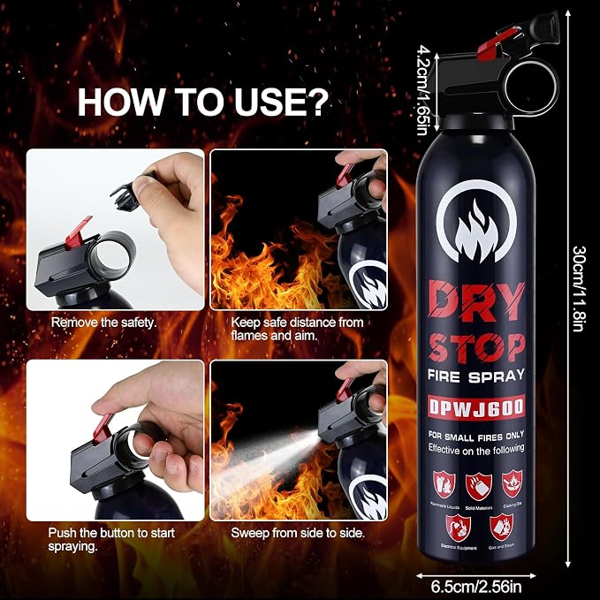 ABC Fire Extinguisher for Home & Vehicle - 12Pack Dry Stop Fire Spray for Kitchen