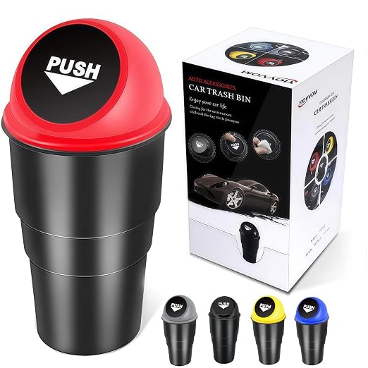 Cup Holder Trash Can, Leakproof Car Trash Can with Lid, Trash Bin for Car Accessories, Mini Garbage Bin Organizer for Automotive Office Home Kitchen, Applicable to Women and Men