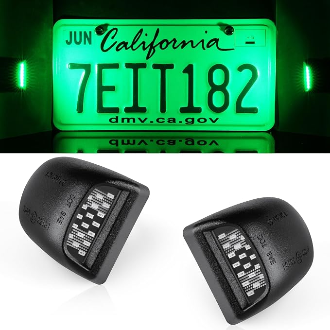 LivTee LED License Plate Light Assembly, Tag Light Fits Chevy Silverado 1500 2500 3500 1999-2013, Tahoe, Suburban, Fits GMC Sierra, Yukon XL, Cadillac Escalade, Car Accessories, Green