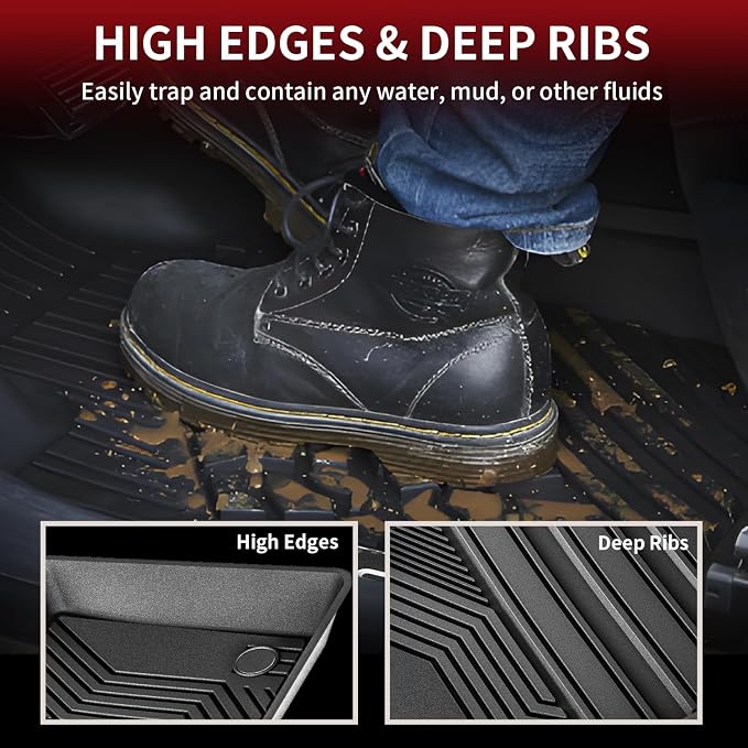 LASFIT Floor Mats&Trunk Mat for Toyota Camry 2018-2024 FWD Gas (Not for Hybrid or AWD), All Weather Custom Fit Floor Liner for Camry TPE Car Mats 1st & 2nd Row&Cargo Liner L/LE/SE/TRD/XLE/XSE, Black