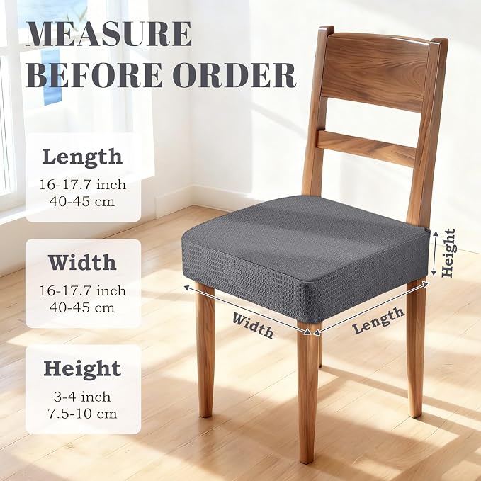 Songrey Waterproof Chair Covers for Dining Chairs, Set of 2, Dark Gray | No Rear Seat Covers for Dining Room , Chair Protector Slipcover, Stretch Removable Washable
