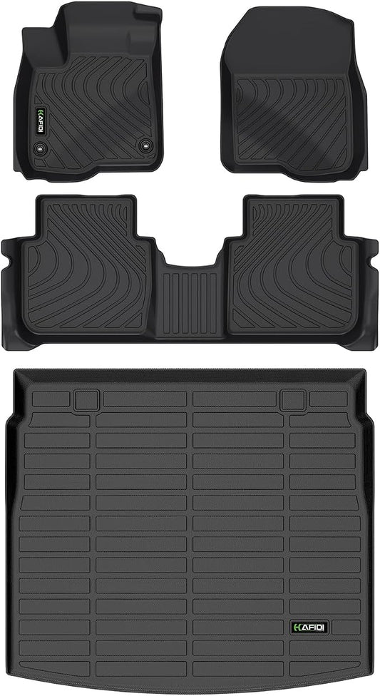 HAFIDI® Floor Mats & Cargo Liner Set Fit for 2023 2024 2025 2026 Honda CRV Hybrid & Honda CR-V All Weather Protection TPE Anti-Slip Automotive Full Set Floor Liners Custom Accessories -Black