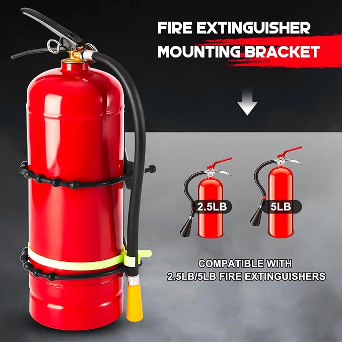 RattanView 2 Pcs Fire Extinguisher Mount Bracket Adjustable, Supports up to 2.5 and 5lb, Heavy-Duty and Easy Installation, Ideal for Home, Truck, RV, Boat, Commercial Use, Secure and Durable Holder