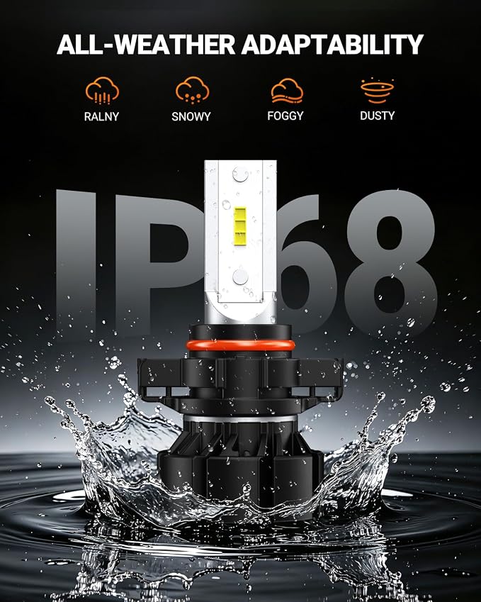 SEALIGHT 2504 PSX24W LED Fog Light Bulbs, 18,000 LM 6500K White 2504 Fog Lights Led, 5530 CSP Chips, IP68 Waterproof Plug and Play, RV Interior Lighting