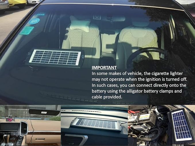Sunway Solar Solar Car Battery Trickle Charger & Maintainer 12V Solar Panel Power Kit Portable for Car Automotive RV Marine Boat Motorcycle Truck Trailer Tractor Powersports Snowmobile Farm Equipment