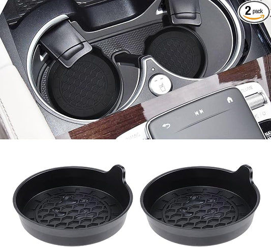 Amooca Automotive Cup Holders Universal Car Cup Coaster Waterproof Non-Slip Sift-Proof Spill Holder Car Interior Accessories 2 Pack Black