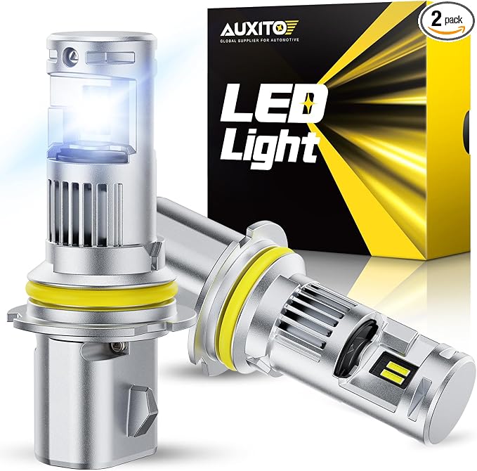 AUXITO 9004 Bulbs, 900% Brighter HB1 Light Bulbs, 6000K Cool White, Plug N Play, Long Lifespan, No Flicker, 99% Compatibility(Pack of 2)