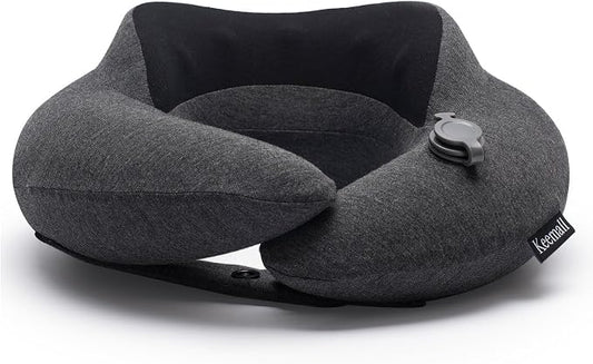 Keemall Inflatable Neck Pillow, Premium Travel Neck Pillow for Airplane Headrest Sleep - 3rd Generation, Double Comfort Plane Pillow for Long Flight