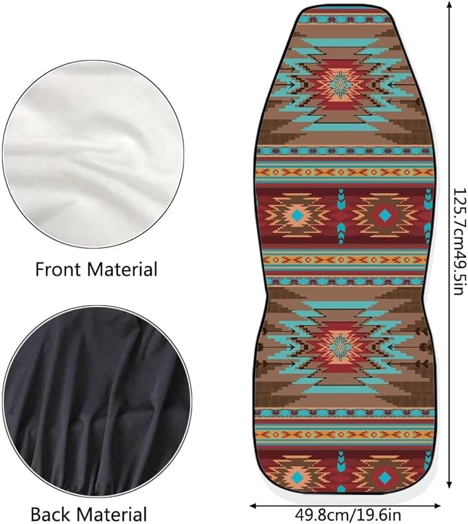Navajo Red Car Seat Cover Front Seats Only,Aztec Seat Cover for Full Back and Seat Soft Saddle Blanket Cushion Cover Universal Fit for SUV Truck Sedan