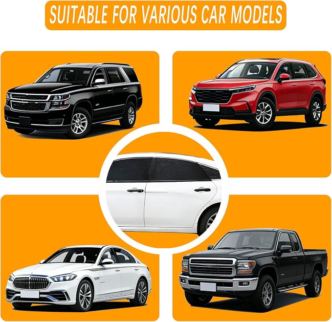 2 Pack car Window Shade Back Car Window Covers Shades,Sunshade for car Window Baby, UV Protection Breathable Spandex Window Covers, Universal Fit Most (99%) of Cars(Medium 42.5"x21.5")