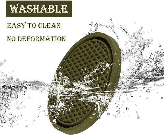 SINGARO Car Cup Coaster, 4PCS Universal Non-Slip Cup Holders Embedded in Ornaments Coaster, Car Interior Accessories, Olive Green