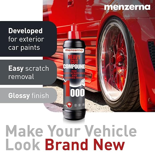 menzerna Heavy Cut Compound 1000" I Abrasive Polishing Compound for Deep Scratches, Sanding Marks, Swirls & Holograms I Buffing and Polishing Compound for Scratch Repair I Silicone Free I 8 fl oz.