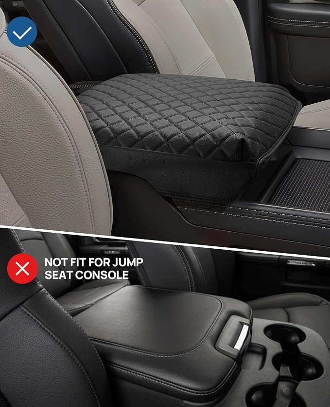 JOYTUTUS Center Console Cover Compatible with 2019-2025 2026 Ram 1500 2500 3500, Leather Arm Rest Armrest Cover for Car, Durable Middle Console Cover Lid, Car Arm Rest Cover Pad Cushion Replacement