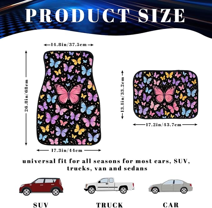 Aurora Car Floor Mats Colorful Northern Light Pine Forest Sky Carpet Front Rear Carpets Mat Decorative Car Floor Carpets Non-Slip Auto Car Accessories Universal Fit Car Accessories for Truck