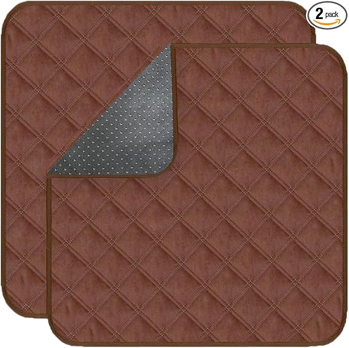 Waterproof Washable Seat Protector Pads Reusable Pee Pads for Adults for Adults Non-Slip Incontinence Chair Pads Senior Toddlers 22"X21" Coffee 2Pcs