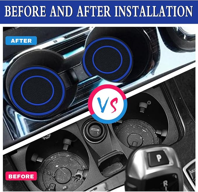 2 Pack Car Coasters for Cup Holder, 2.75 Inch Universal Auto Waterproof Coasters Silicon Insulation Cup Mats,No-Slip Anti Dust Insert Coaster for Woman Man, Suit for Vehicle Interior (2, Blue)