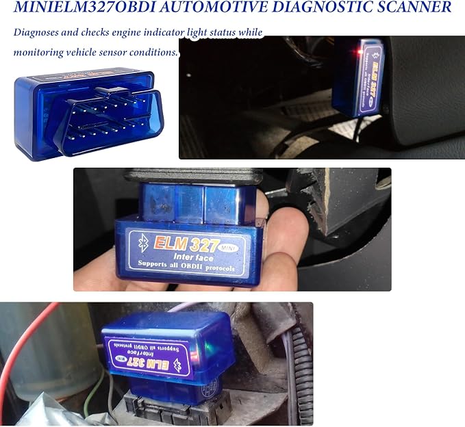 ELM327 OBDII Car Auto Diagnostic Scanner, Professional ELM327 Bluetooth Failure Detector Scan Diagnostic Tool, Mini Wireless OBD2 Engine Fault Code Reader for Android Windows