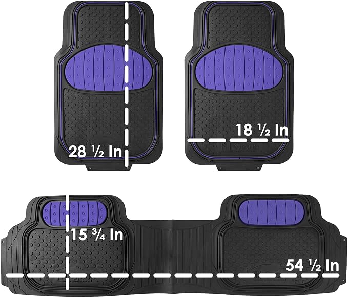 FH Group Car Floor Mats - Heavy-Duty Rubber Floor Mats for Cars, Universal Fit Full Set, Trimmable Automotive Floor Mats, ClimaProof Floor Mats For Most Sedan, SUV, Truck Floor Mats Purple