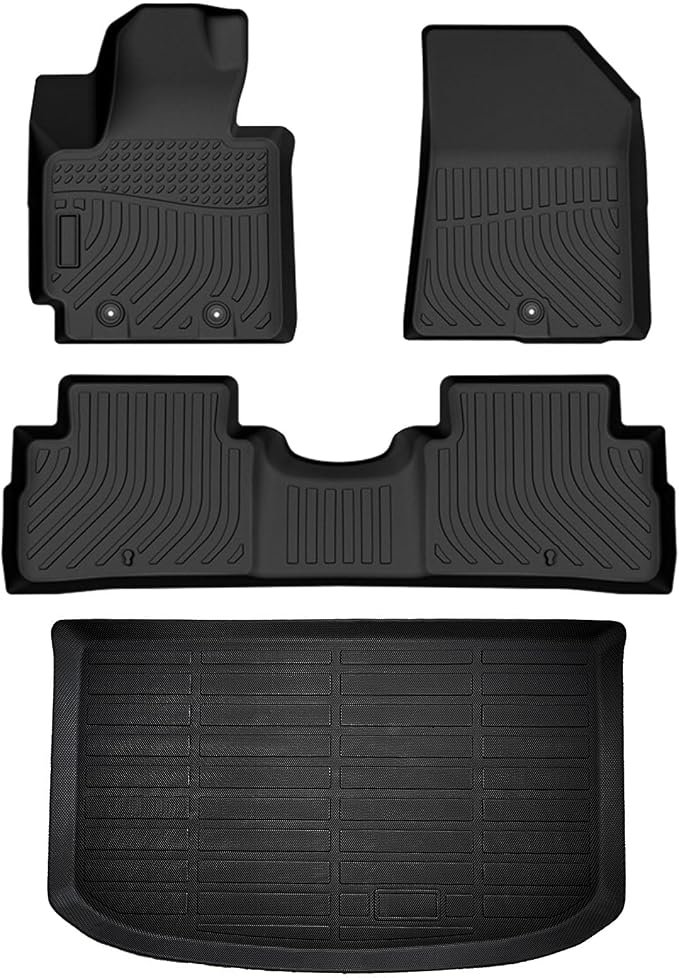 Priprilod Floor Mats+Trunk Cargo Liner Fit for Kia Soul 2014-2019 All Weather Protector TPE Floor Liners Custom Fit Car Mats Non-Slip