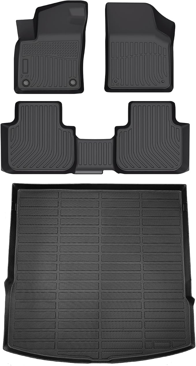 HAFIDI® Floor Mats & Cargo Liner Set Fit for 2020-2025 2026 Volkswagen Atlas Cross Sport (5 Passenger) All Weather Protection TPE Anti-Slip Car Floor Liners VW Atlas Cross Sport Accessories -Black