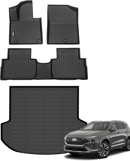 Wailtnb-Floor Mats for Hyundai Santa Fe 2021 2022 2023 Only Gas | All Weather Floor Liner Cargo Mat Custom Car Mat Automotive Full set Accessories, waterproof high edge anti-slip design