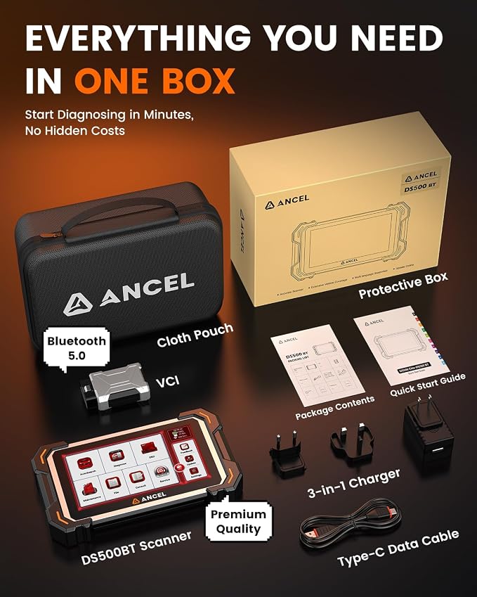 ANCEL DS500BT Bidirectional Scan Tool, Wireless Full-System OBD2 Diagnostic Scanner with 3000+ Active Tests, 28+ Service Functions, Lifetime Free Updates & CAN FD Support