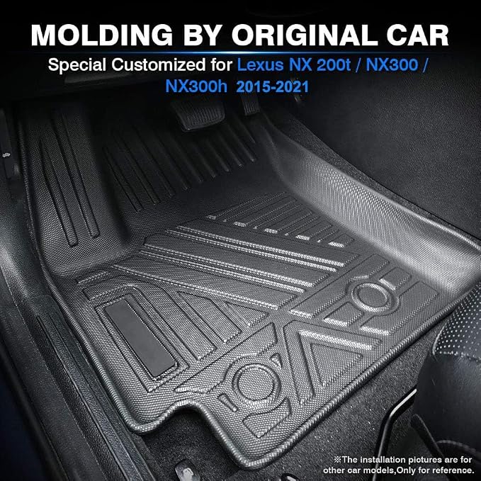 KUST Floor Mats for 2015-2021 Lexus NX NX300 /NX300h /NX 200t, All Weather Front Rear 2 Row TPE Rubber Floor Liners for NX Accessories Raised Edge