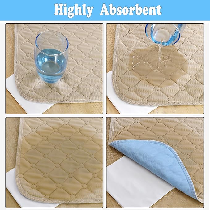Waterproof Chair Pads for Incontinence, 4 Pack Washable Seat Protector Pads 20"x20", Absorbent Wheelchair Pad Covers, Reusable Incontinence Pads for Adults Elderly Kids & Pets, Black