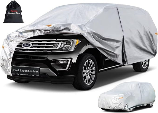 Kayme 6 Layers SUV Car Cover Custom Fit for Ford Expedition Max (2017-2026), Waterproof All Weather for Automobiles,Rain Sun UV Protection.Silver