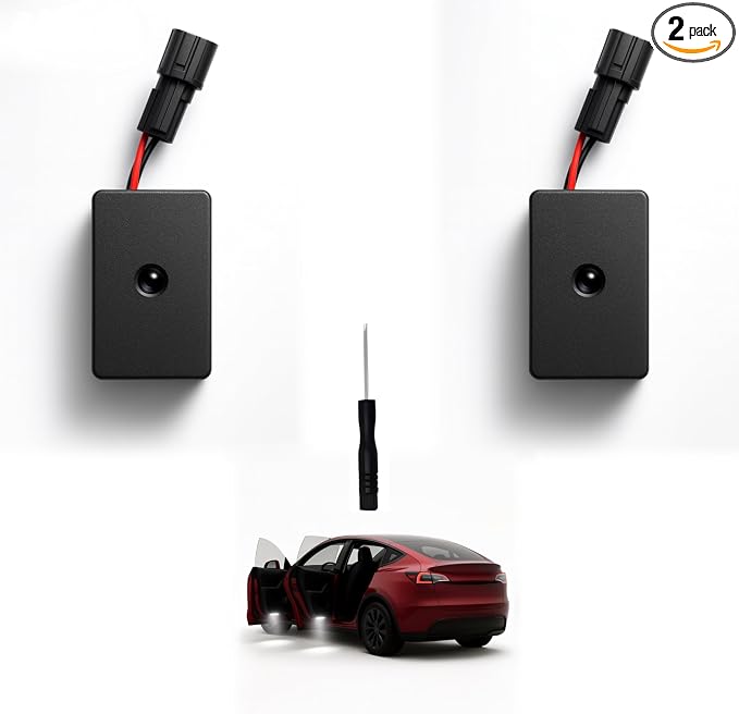 Door Projector Puddle Lights for Tesla Model 3/Y, 2 Pack | 2-pack for two compatible doors, fits Model 3 2017-2025 and Model Y 2020-2026, glass lens