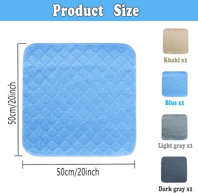 Waterproof Chair Pads for Incontinence, 4 Pack Washable Seat Protector Pads, Highly Absorbent Pee Pads for Adults Kids and Pets, Reusable Incontinence Pads for Chair Seat Wheelchair 20"x20"