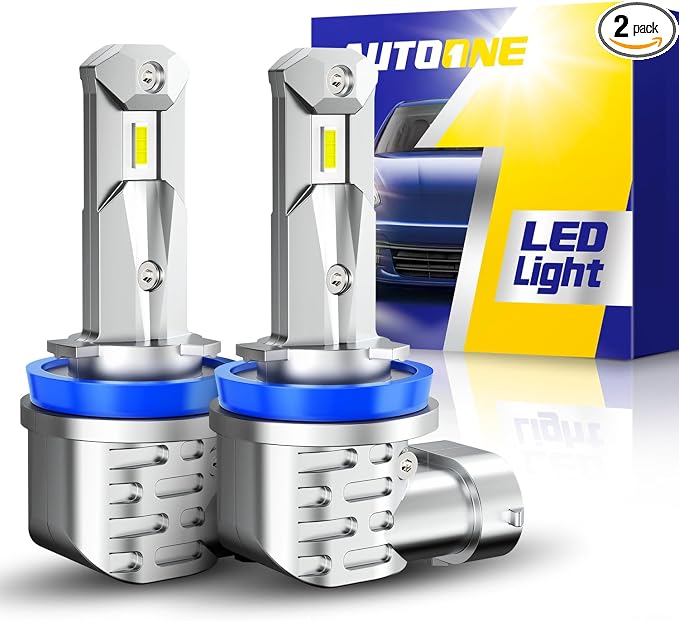 AUTOONE H8 H9 H11 Light Bulbs, Direct H11 Replacement 99% Compatible, Fanless Mini Size, Pack of 2