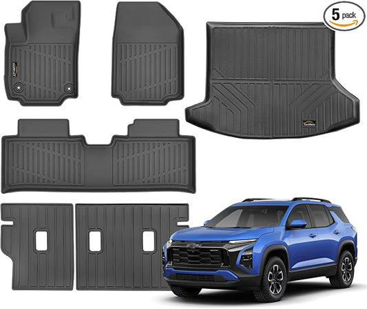Floor Mats Custom Fit for Chevy Equinox 2025 2026 Fuel (Non EV) Trunk Mat with Backrest Mat All Weather TPE Cargo Liner Full Set for Chevrolet Equinox Accessories, Black