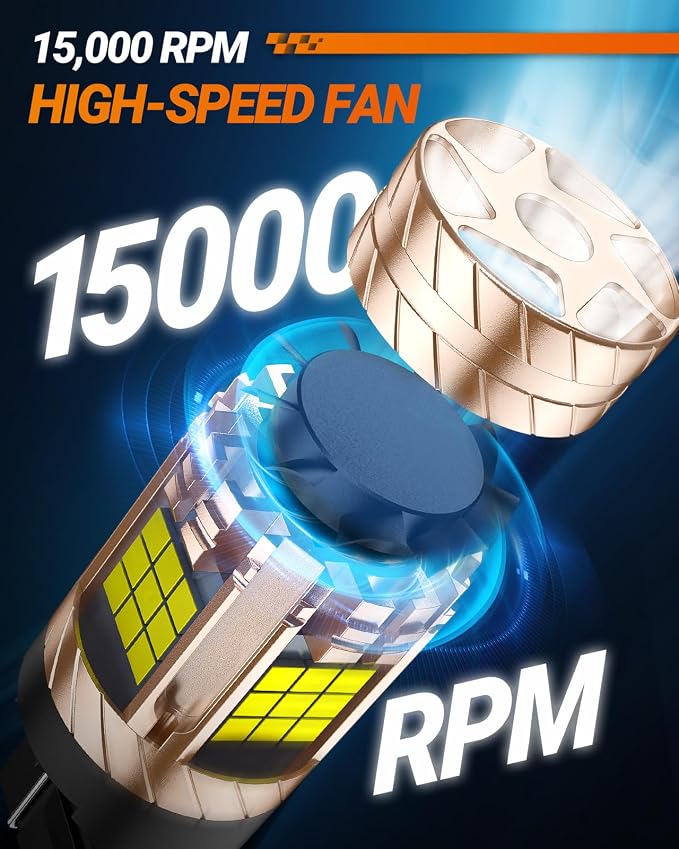 SEALIGHT 7443 LED Bulbs White, 7440 T20 LED Light Anti Hyper Flash With Turbo Fan, 30W 3200LM Super Bright for Backup Reverse Light and Tail Parking Light, CK&Standard Socket, Pack of 2