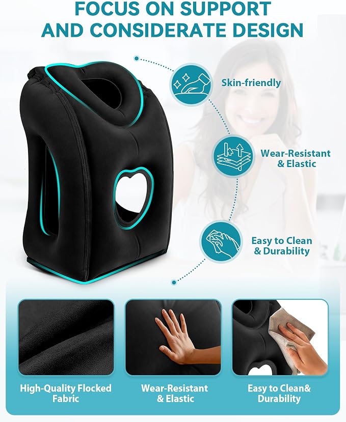 Travel Pillow,Inflatable Airplane Pillow for Sleeping to Avoid Neck and Shoulder Pain,Supports Head and Chin Used for Airplane,Car,Bus and Office