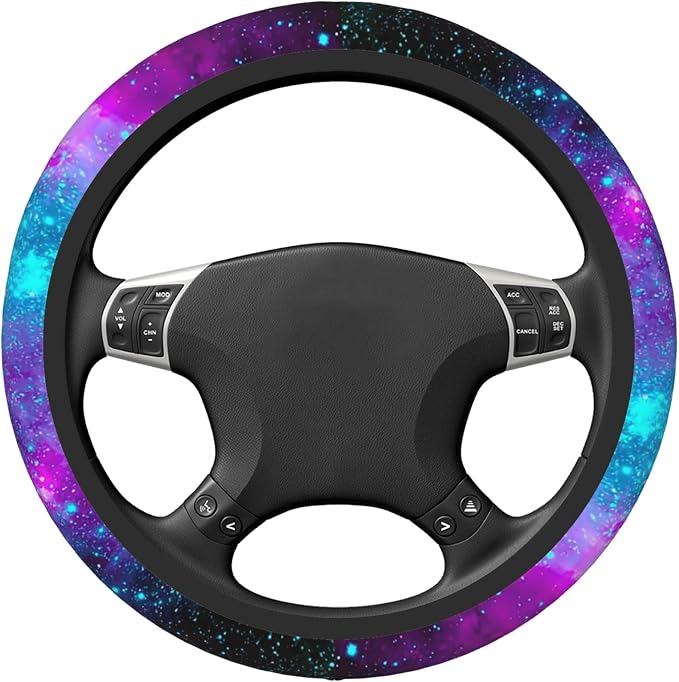 Blue Galaxy Steering Wheel Cover for Women Men Girls, Universal 15 Inch Purple Anti Slip Steering Wheel Protector Car Accessories Interior for Auto Truck SUV