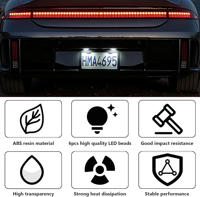 ecocstm 2 PCS White LED License Plate Light, 6-SMD Waterproof Tag Lights, 12V-24V DC Lamp Taillight, Step Courtesy Light Dome Cargo Lights for Truck SUV Van RV Trailer