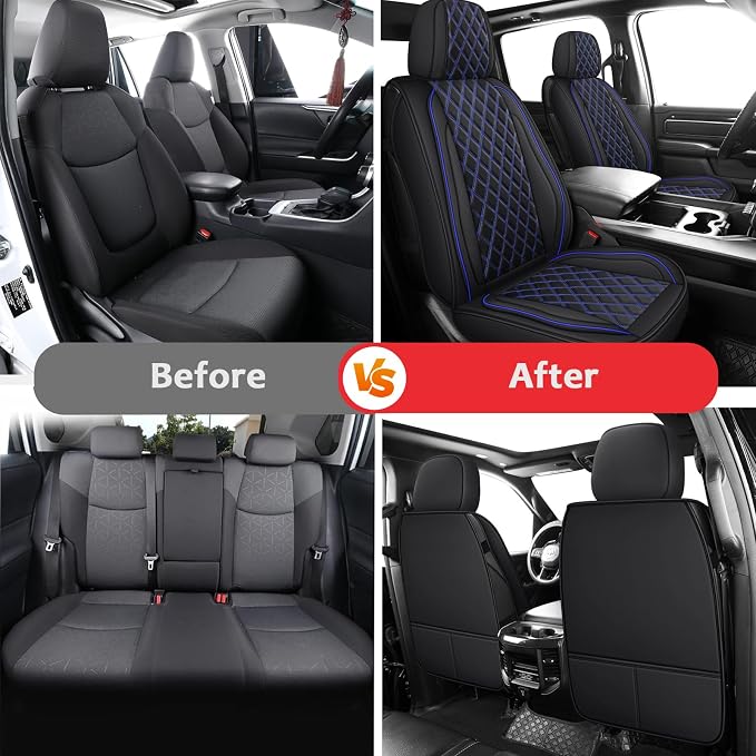 MIROZO Front Silverado Seat Covers, 2PCS Truck Seat Cover Waterproof Car Seat Protecor Compatible with 2007-2026 Chevy Silverado GMC Sierra 1500 2500HD 3500HD Automotive Seat Covers (Blue,2PCS Front)