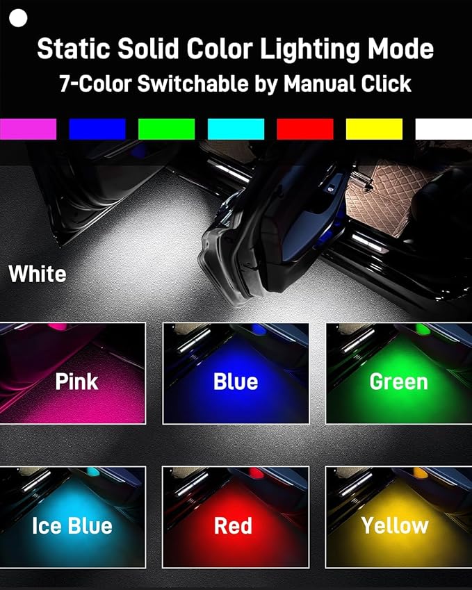 7 Color Car Door Welcome Lights,RGB Gradient Car Puddle Light Courtesy Lamp Compatible with A3 A4L A6L A7 A8 Q3 Q5 Q5L Q7 Q8 E-tron Car Series, 2Pack
