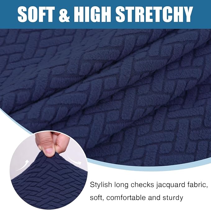 Smiry Waterproof Couch Cushion Covers, Stretch Jacquard Thick Sofa Cushion Covers, Washable Seat Slipcover Elastic Furniture Protector for Pets, Kid (2PC, Navy)