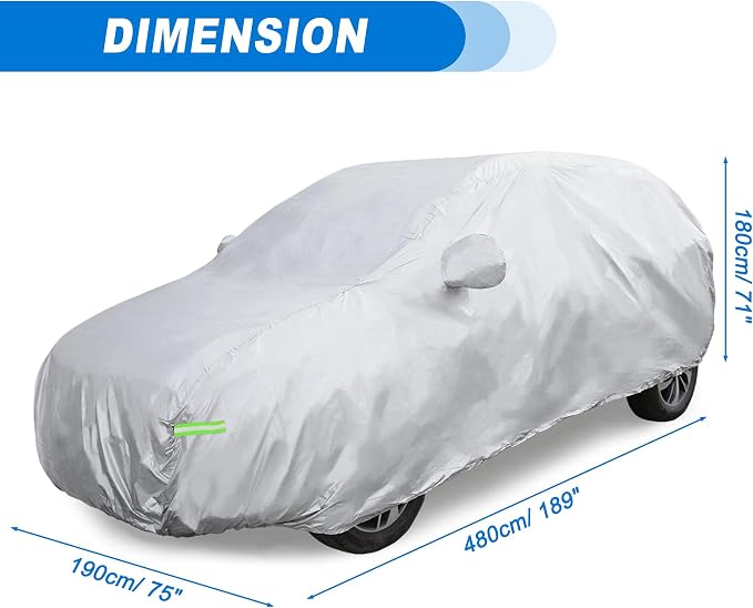 ACROPIX 2XXL Waterproof Car Cover for SUV Cars All-Weather Protection Against Rain, Sun, Snow Full Exterior Cover with Windproof Straps Universal Fit for SUVs