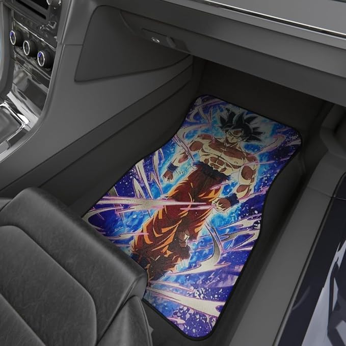 Anime Car Carpet Mat Set of 2 Front, Gkko Sayyan Design Automotive Accessories Interior All Weather Floor Mats Decor with Non Slip Black Anti Skid Backing