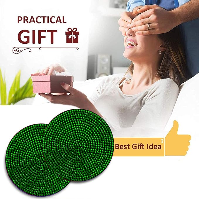Bling Cup Holder Insert Coaster- 2.75 inch Silicone Anti-Slip Shockproof, Universal Fashion Car Interior Accessories for Women (Green, 4 PCS)