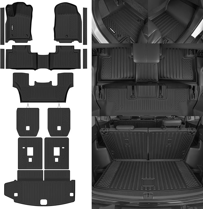 Naibeve Floor Mats for 2011-2012 Dodge Durango 6 Seats 2nd Row Bucket Seats | All Weather Custom Fit Floor Mats, Cargo Mat, 2nd/3rd Row Backrest Mats, Door Sill Guards Interior Protector accessories
