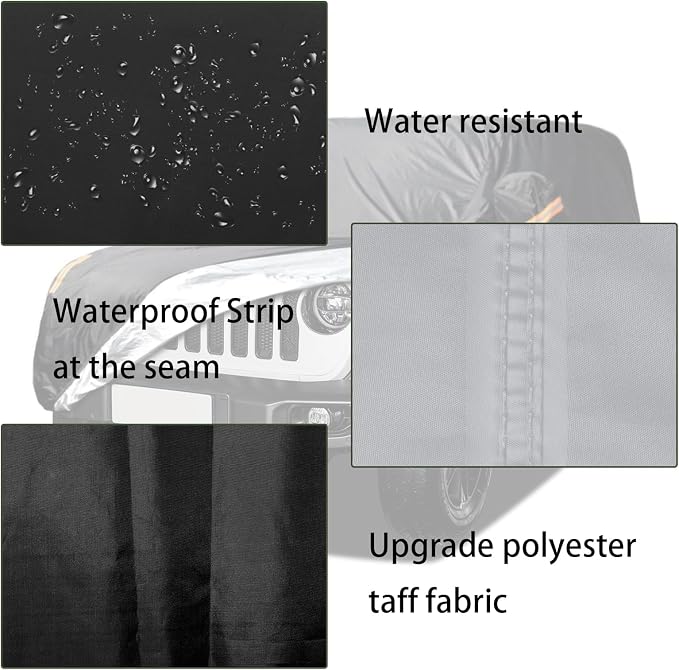 Jeep Wrangler Cover Waterproof 2 Door, All Weather for Jeep Rain Cover for Automobiles, Outdoor Full Exterior for Jeep Covers Fits JK JL TJ YJ CJ