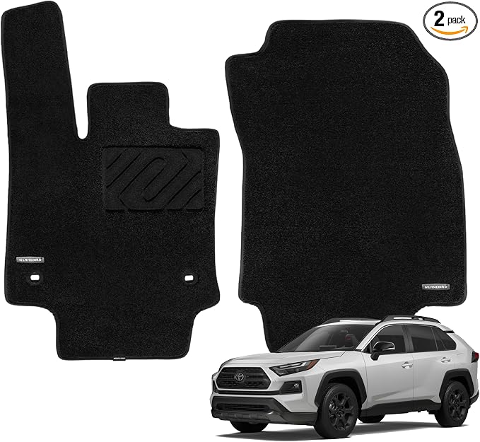 WENNEBIRD Front Carpet Floor Mats for Toyota RAV4 2019-2025, 2Pc | Not for 2026, 0.6-Inch Ultra-Thick Plush Carpet, Noise-Reducing Comfort, Waterproof TPE Layer, Anti-Slip Backing