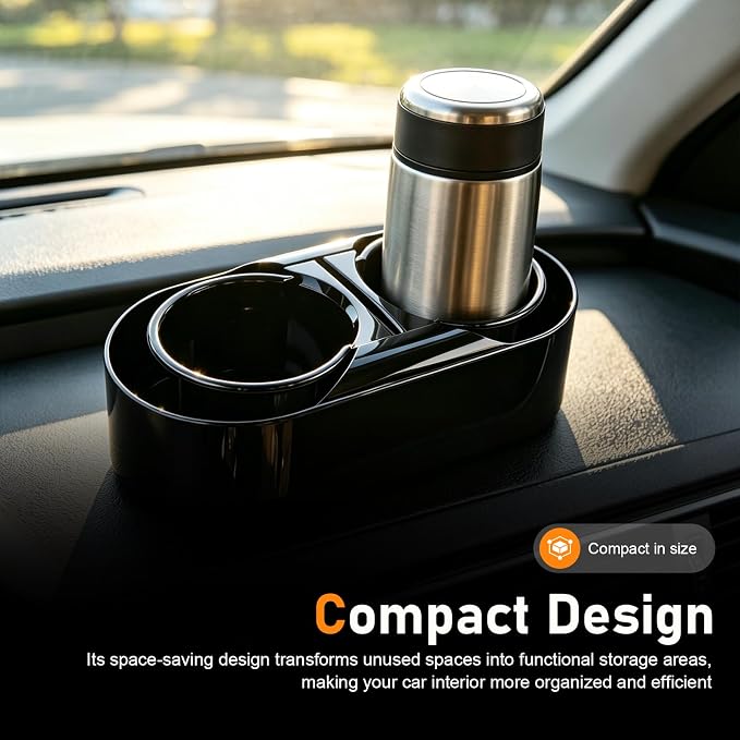 Car Cup Holder, ABS Center Console Double Cup Holder, Self-adhesive Multi-functional Double-drink Organizer, Universal for Most Cars SUVs Trucks (Black #B)